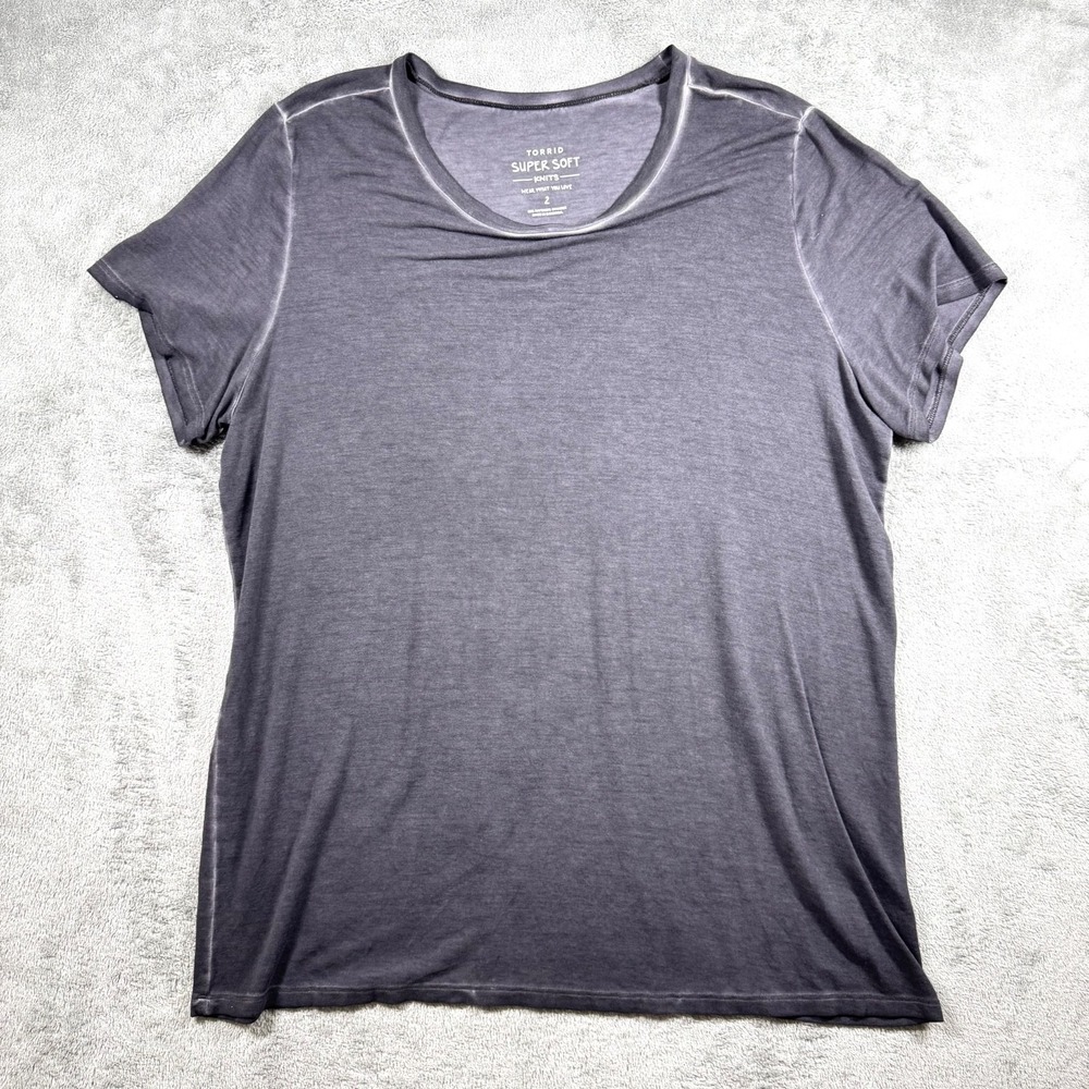 Torrid Short Sleeve Scoop Neck Stretchy Top Women's Plus Size 2X Gray Casual